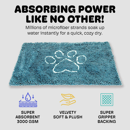 Dog Gone Smart Dirty Dog Doormat - Fast Drying Rug with Super Gripper Backing for Clean Floors - Super Absorbent and Machine Washable Mat for Muddy Paws - Grey