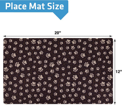 Drymate Pet Bowl Placemat, Dog & Cat Food Feeding Mat - Absorbent Fabric, Waterproof Backing, Slip-Resistant - Machine Washable/Durable (USA Made) (12” x 20”) (Indigo)