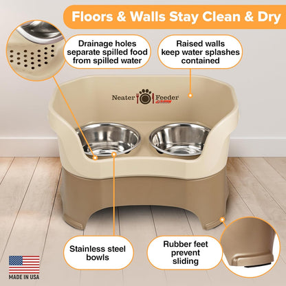 Neater Pet Brands Neater Feeder Deluxe Mess Proof Dog Bowls Elevated for Large Dogs Over 40 lbs, Made in USA, No Spill Raised Dog Food Bowl Stand Feeding Station, Food and Water Bowl Set, Black