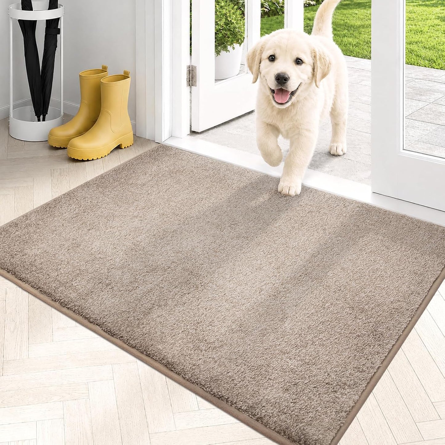 PURRUGS Dirt Trapping Door Mat 20" x 31.5", Non-Slip Machine Washable Entryway Rug, Dog Doormat, Indoor Front Door Mat, Super Absorbent Entry Rug for Muddy Shoes & Paws, Bluish Grey-Black