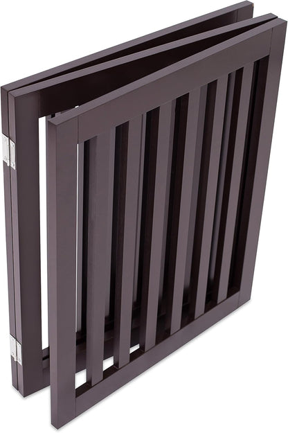 INTERNET'S BEST Dog Gate Indoor Freestanding Pet Barrier, Folding Wood Dog Fence, Extra Wide Doorway Puppy Gate, Indoor Animal Privacy Panel, Wooden Cat Fence - 4 Panel - 36", Espresso