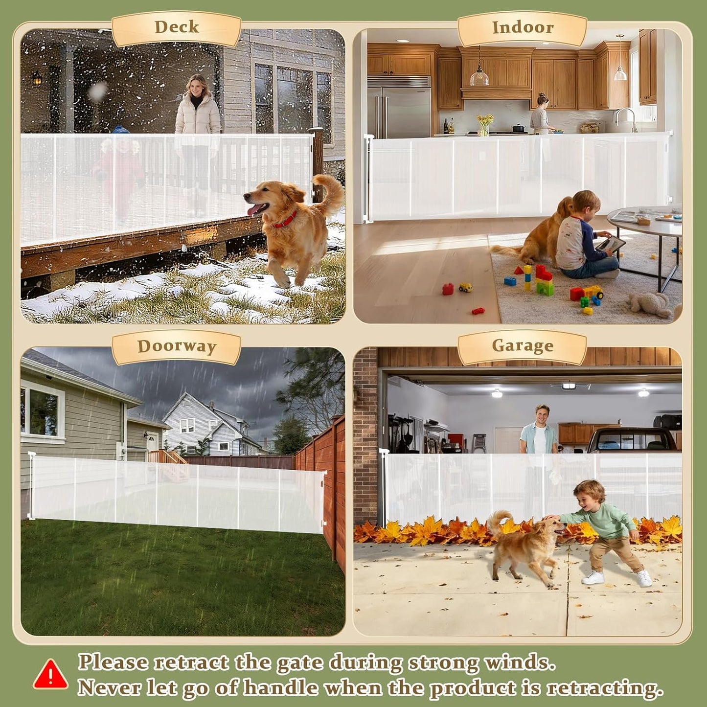 Retractable Baby Gates Extra Wide 200 Inch, 42 Inch Tall Mesh Dog Gate with Reinforcement Rods, Hardware Mounted Safety Gate for Large Openings, Stairs, Garage, Deck, Driveway, Indoor Outdoor, Black