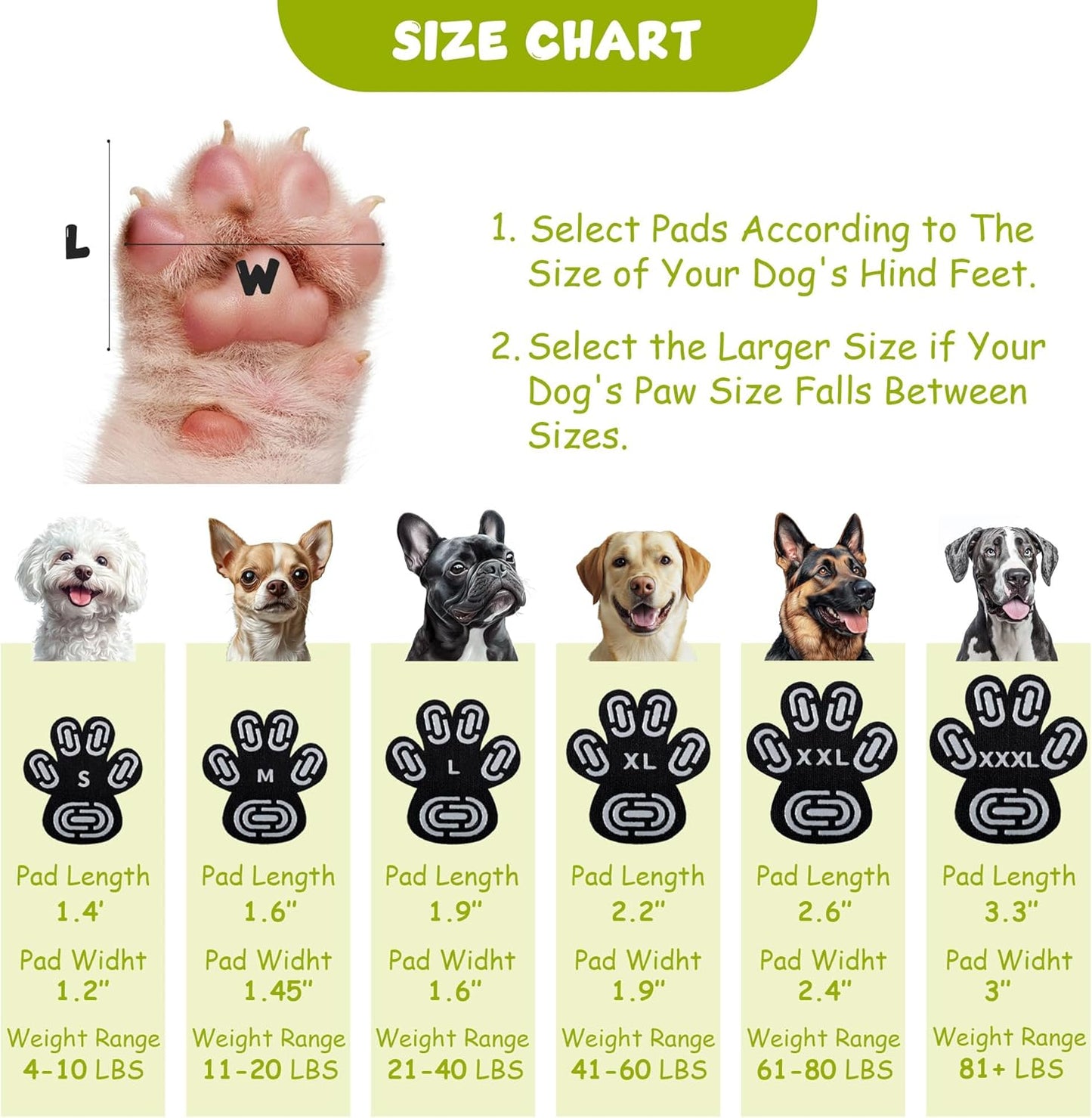 Dapaw Dog Paw Protector Pads, Anti-Slip Paw Grip for Senior & Injured Dogs on Hardwood & Tile Floors, Paw Stickers for Hot Pavement with Strong Traction (5 Sets, 20 Pcs) L