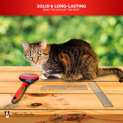 Warren London Cool Cat Greyhound Style Comb – 7.5" Professional Copper Cat Grooming Comb with Fine & Coarse Teeth, Rounded Pins for Detangling/Sensitive Skin, Deshedding & Dematting