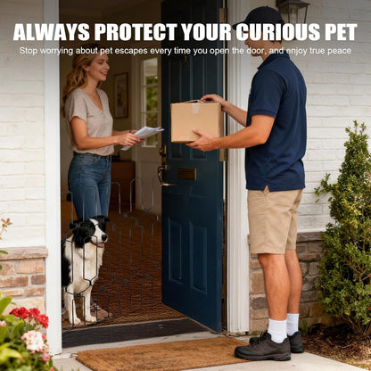 Retractable Dog Gate for Front Door, 30.7" W x 30.7" H Safety Metal Pet Gate for Dogs When Opening, Easy Install Front Entry Dog Door Barrier