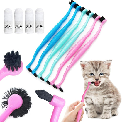 Dual Sided Cat Toothbrush Dog Toothbrush Finger Brush Micro Head, Suitable for Small to Large Dogs & Cats (White, Small)