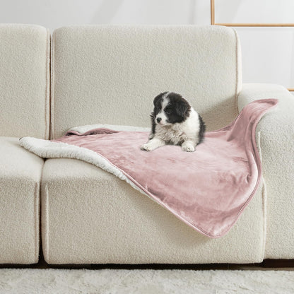 Waterproof Blanket for Bed Couch Sofa, Soft Liquid Pee Proof Pet Blanket for Dog Puppy Cat, Reversible Sherpa Fleece Furniture Protector (Dark Purple, 50x60 inches)