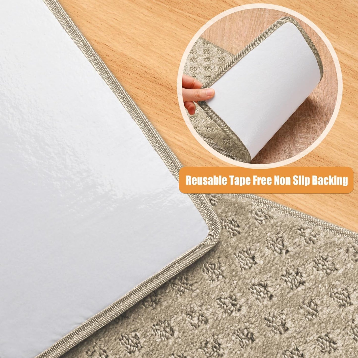 PURE ERA Bullnose Carpet Stair Treads Set Tape Free Non-Slip Indoor Stair Protectors Pet Friendly Rugs Covers Soft Skid Resistant Washable Reusable 9.5" x 30"(14 Pieces,Cream Gray)