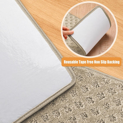 PURE ERA Bullnose Carpet Stair Treads Set Tape Free Non-Slip Indoor Stair Protectors Pet Friendly Rugs Covers Soft Skid Resistant Washable Reusable 9.5" x 30"(14 Pieces,Cream Gray)