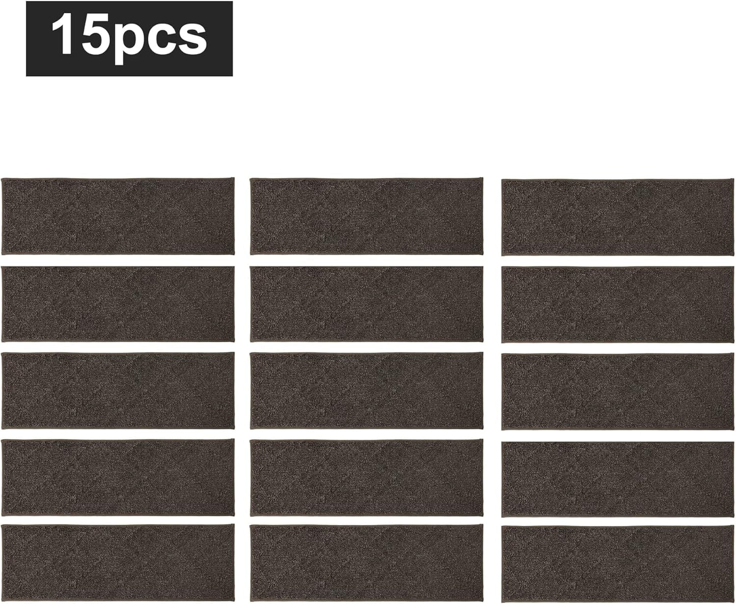 COSY HOMEER Edging Stair Treads Non-Slip Carpet Mat 28inX9in Indoor Stair Runners for Wooden Steps, Edging Stair Rugs for Kids and Dogs, 100% Polyester TPE Backing (7pc, Beige)