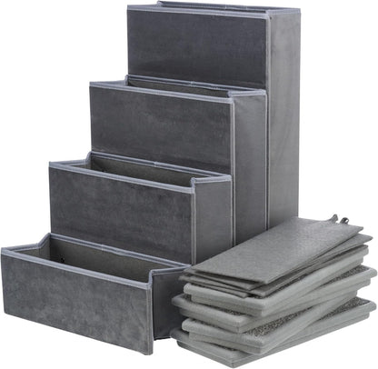 Trixie Velour Dog Stairs with Tread Steps - 4 Step Pet Stairs for Beds and Couches - Foldable with Additional Storage Space - Gray