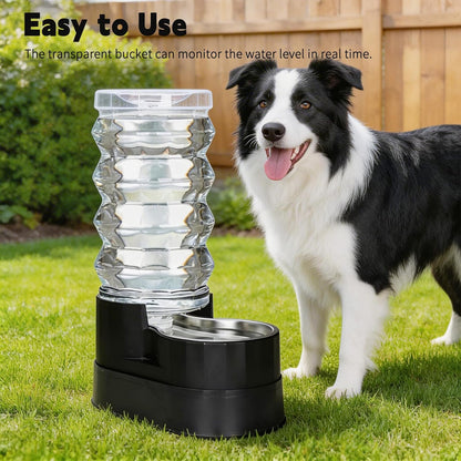 RIZZARI 8L Elevated Pet Water Dispenser – Stainless Steel Gravity Waterer with Auto-Refill Design for Medium and Large Dogs & Senior Pets -Comfortable Drinking Height for Living Rooms,Multi-Pet Homes