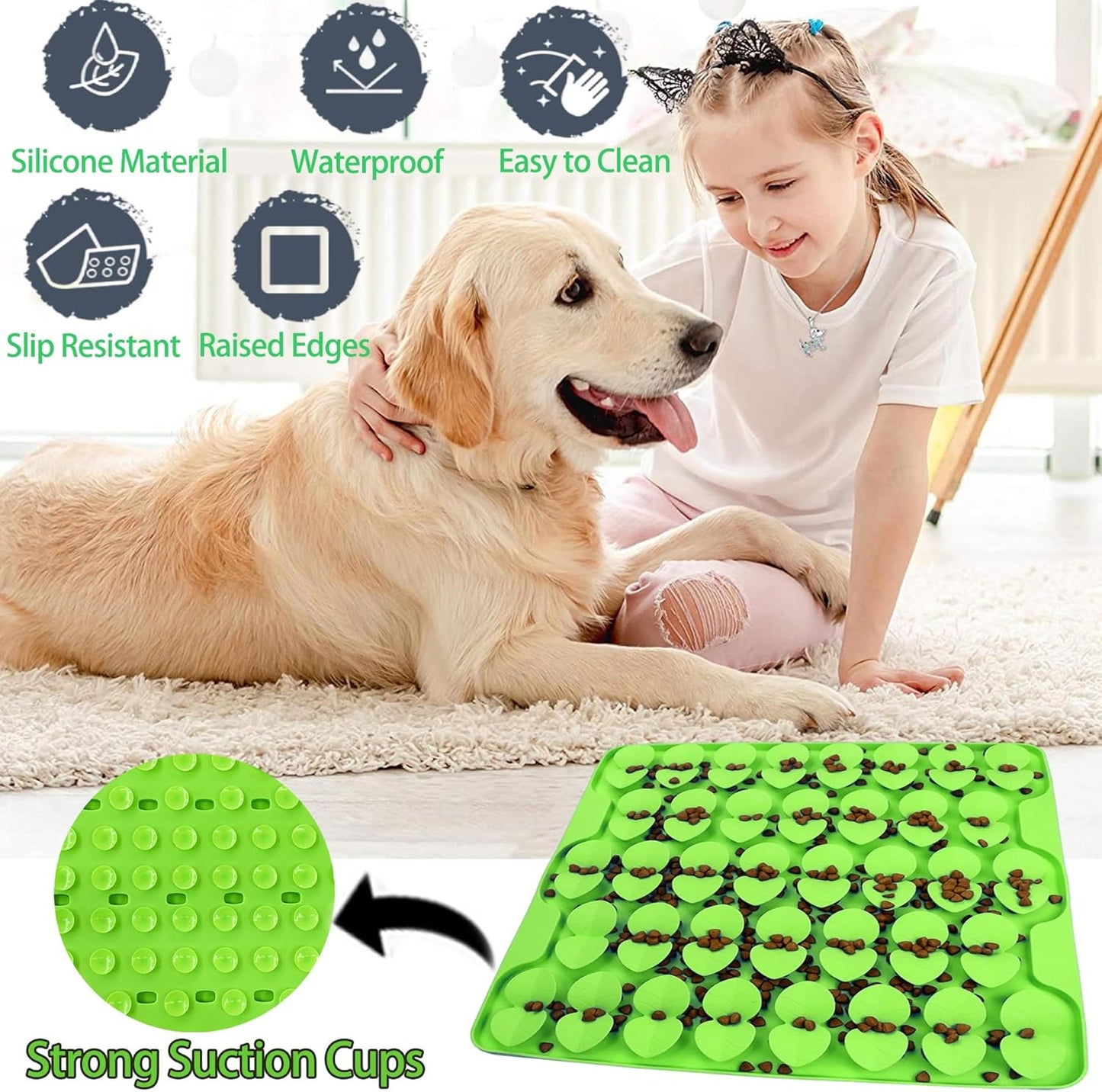 Small Silicone Snuffle Mat for Small Dogs Puppy Cat Slow Down Eating,Slow Feeder Lick Mat for Dry Wet Food for Pet Training Smell,Encourages Natural Foraging Skill,Relieving Stress