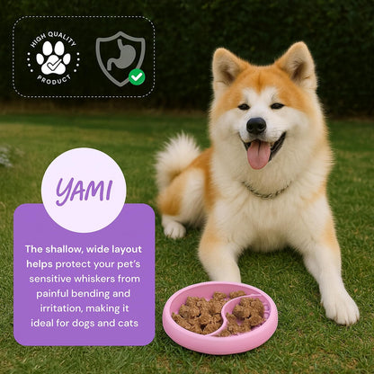 YAMI Dog Lick Bowl, Lick Mat for Dogs, Wet Food Cat Slow Feeder, Freeze Bowl, Enrichment & Puzzle Toy for Anxiety Relief, Food-Grade Silicone, Suction Cups, Dishwasher Fit, for All Breed (Light Gray)