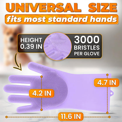 Cat and Dog Shampoo Gloves with 3000 Soft Bristles – 2-in-1 Dog Bath Gloves 11.6", Durable Silicone, Saves Shampoo | Massage, Grooming & Clean Wet or Dry – Made for Every Breed and Coat Style (Blue)