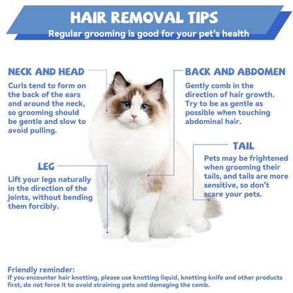 8.5 Inch Dual Tooth Pet Comb for Mats and Tangles,Poratable Grooming Dematting Comb for Indoor Long-haired Cats and Dogs,Pet Family Supplies,Removing Tangles,Knots,Undercoat and Excess Hair