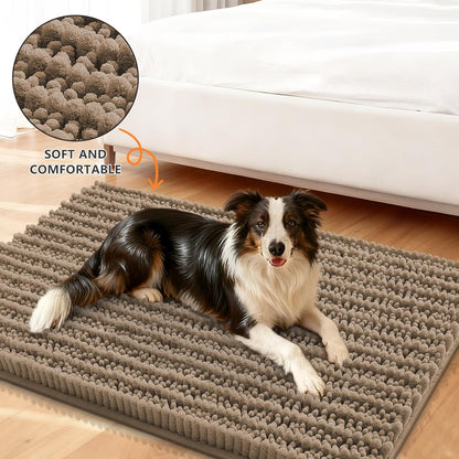 Smiry Dog Door Mat for Muddy Paws 30x20, Extra Soft Absorbent Chenille Doormat, Trap Moisture and Dirt, Non-Slip Machine Washable Front Door Mat for Indoor Entrance Inside Floor, Grey