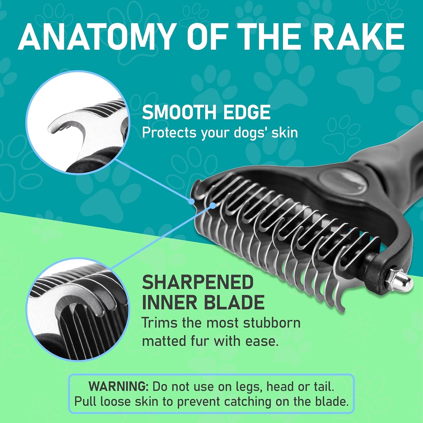 Maxpower Planet Hair Brush - Double Sided Shedding, Dematting Undercoat Rake for Dogs and Cats - Extra Wide Dog Grooming Brush, Reduce Shedding by 95%, Turquoise
