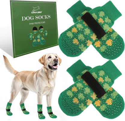 EXPAWLORER Anti Slip Dog Socks to Prevent Licking Paws, Dog Shoes for Hot Pavement, Dog Booties for Small Medium Large Senior Dogs, Traction Control Boots & Paw Protectors for Hardwood Floors