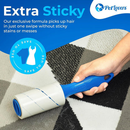PetLovers Extra Sticky Lint Roller Single Unit 90 Sheets for Pet Hair Removal, Dog and Cat Lint Remover (1 Pack)
