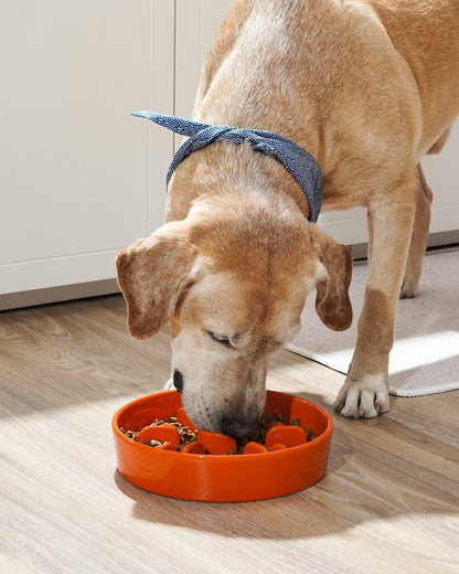 LE TAUCI Dog Bowls Slow Feeder Ceramic, 1.5 Cup Slow Feeding Bowl for Small and Medium Breed, Puzzle Dog Food Bowl for Fast Eater, Maze Purple