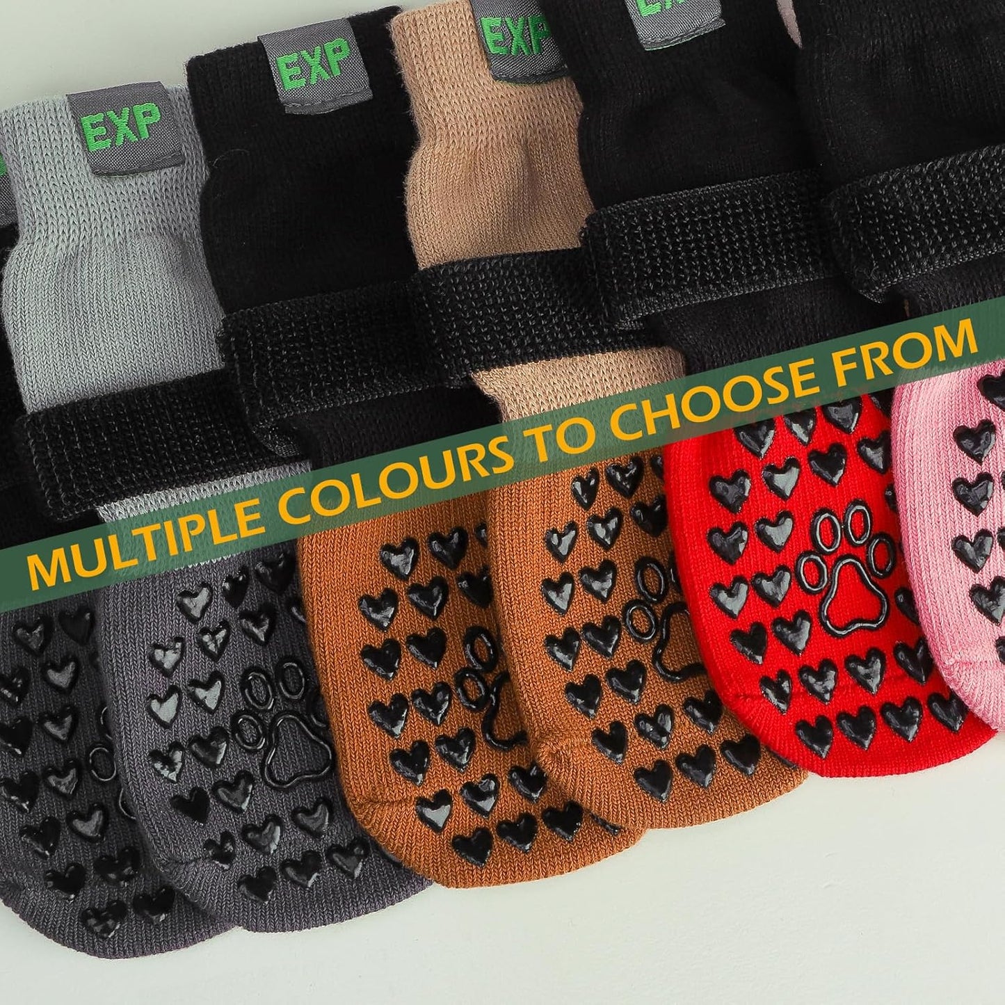 EXPAWLORER Anti Slip Dog Socks to Prevent Licking Paws, Dog Shoes for Hot Pavement Walk, Dog Booties for Hardwood Floors, Dog Boots & Paw Protectors with Grippers for Small Medium Large Senior Dogs M