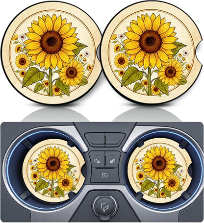 2PCS Dog Paw Print Car Cup Holder Coasters, Cars Coasters for Cup Holders, Anti Slip Rubber Mat with Finger Slot, Dogs Car Accessories Interior Decor, Dog Lover Gifts for Women, Men