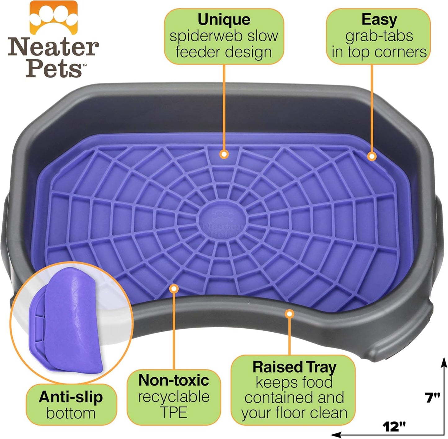 Neater Pets Neat-LIK Dog Lick Mat w/Mess-Proof Tray, Lick Mat for Dogs, Cats, Puppy, Reduces Anxiety & Boredom, Peanut Butter Slow Feeder, Interactive Treat Licking Pad (Green/Vanilla Bean)