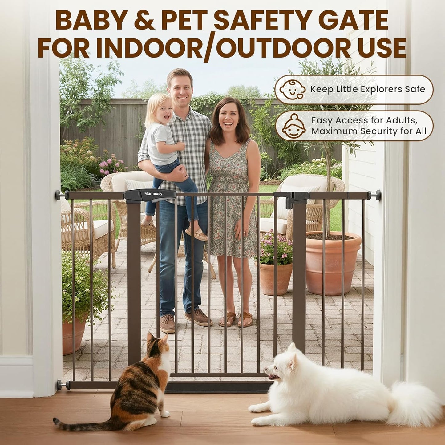 Mumeasy 36" High Extra Tall Dog Gate, 29.6"-40.5" Wide Pressure Mounted Tall Baby Gate for Dog, Auto Close Pet Gate with Door for Stairs,Doorways,House,Black