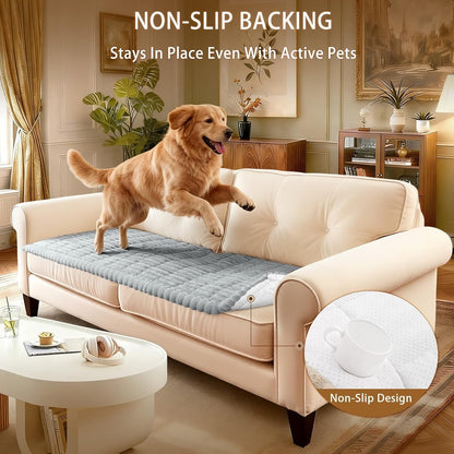 SearchI Couch Covers for Dogs Washable, Non Slip Fuzzy Pet Couch Cover for Sofa, Thick Soft Sofa Covers Couch Protector for Dogs Pet Friendly(Grey, 27.6" x 70.9")