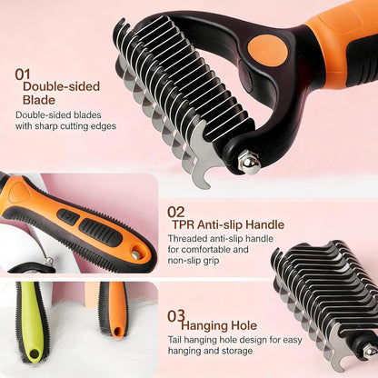 Self-Cleaning Slicker Brush for Dogs & Cats | Gently Removes Loose Undercoat, Mats & Tangles | Effective Pet Grooming Tool for Long & Short Haired Breeds