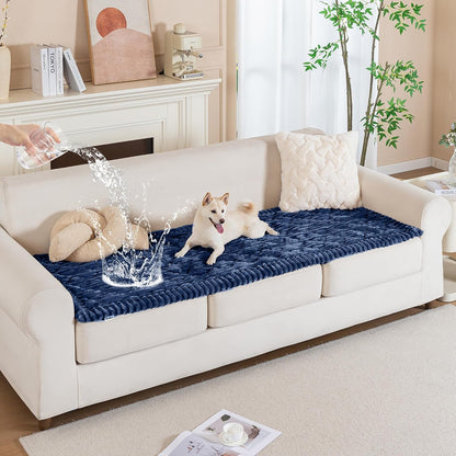 PuTian 100% Waterproof Fuzzy Couch Cover for Dogs Washable Non-Slip Furniture Cover Pet Friendly Dog Mat for Couches and Sofas White 27.6''x59'' 70cmx150cm