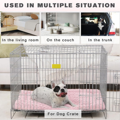 Washable Dog Bed Mat Ultra Soft Dog Crate Pad Comfy Fluffy Pet Kennel Beds Sleeping Mattress for Large Jumbo Medium Small Dogs, 36 x 23 Inch, Gray