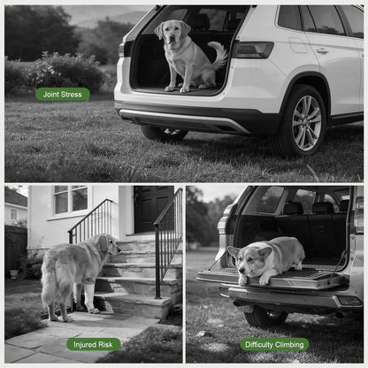 Foldable Dog Car Ramp Stairs, Lightweight Portable Pet Steps for Small, Medium & Large Dogs, Non-Slip SUV Dog Ladder for High Beds, Trucks & Cars, Supports Up to 150lbs