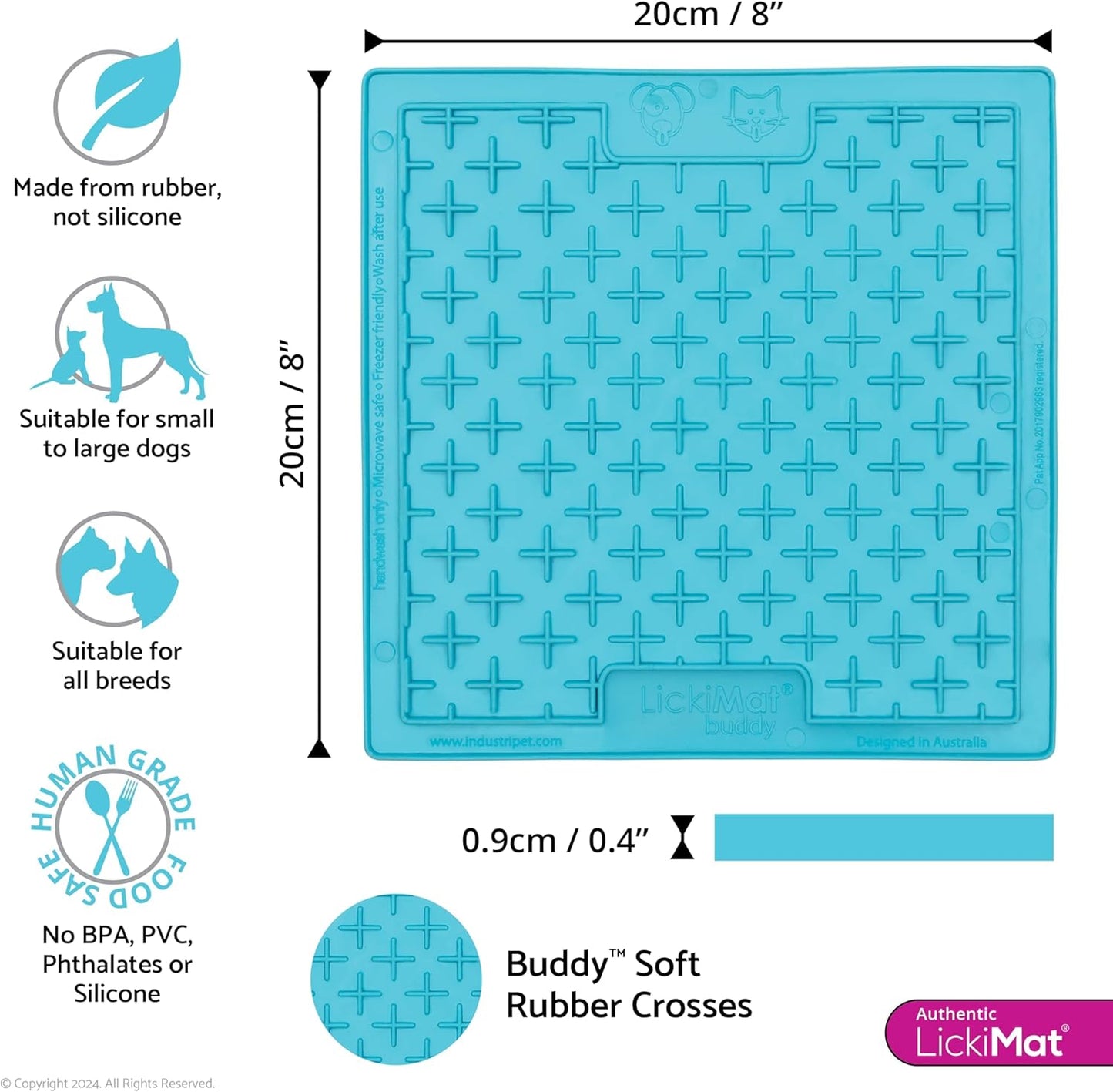 LickiMat Classic Soother Slow Feeder for Dogs Lick Mat Boredom Anxiety Reducer Perfect for Food Treats Yogurt Liquid Food Peanut Butter Fun Alternative to a Slow Feed Dog Bowl, Turquoise