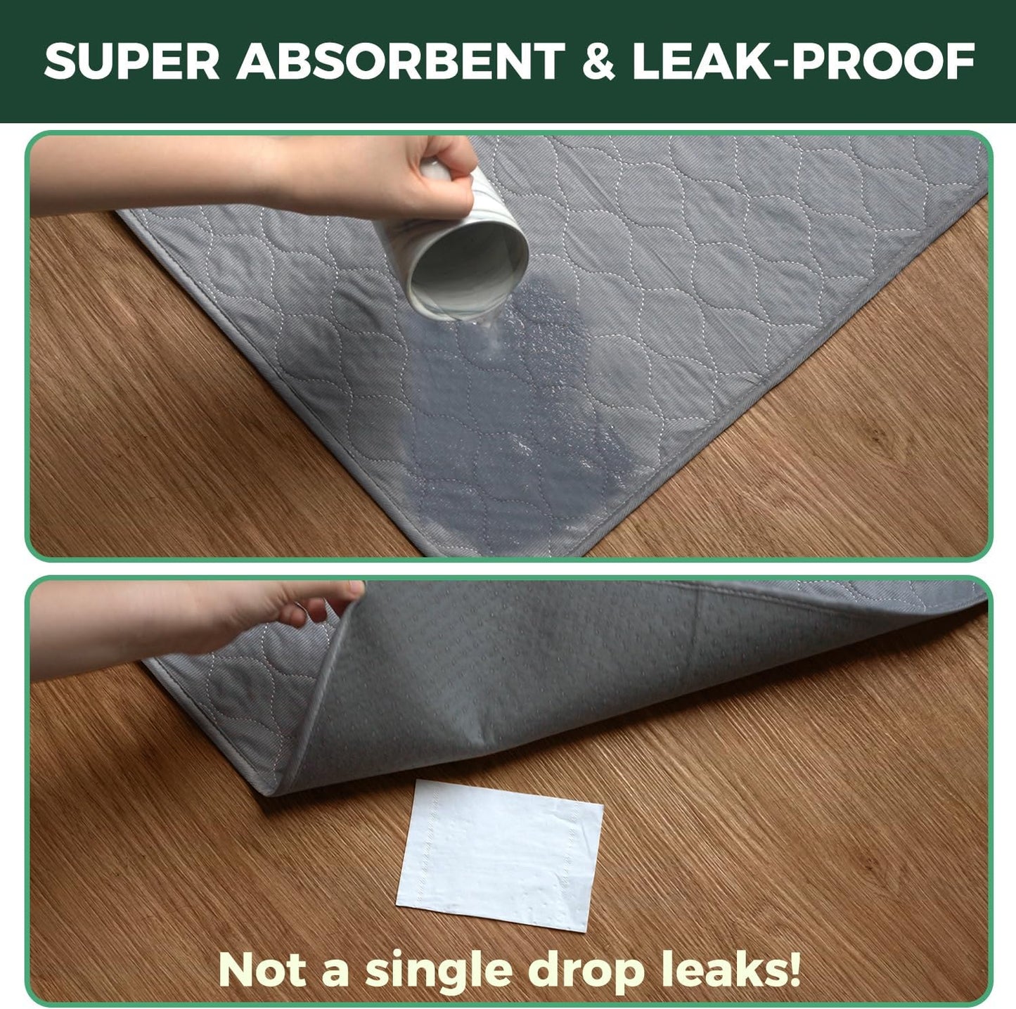 FXW Washable Pee Pads for Dogs, Puppy Pads with Super Absorbent, Specifically Designed for FXW Rollick/Homeplus 24inch 6 Panels Dog Playpen, 39" x 63" Rectangle, Khaki, 1 Pack