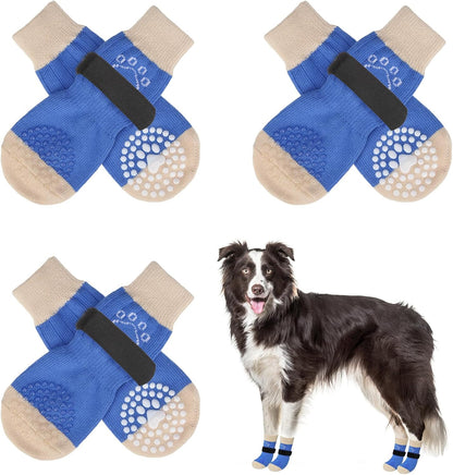 SCENEREAL 6Pcs Anti Slip Dog Socks to Prevent Licking Paws for Hot/Cold Pavement, Dog Grippy Socks for Hardwood Floors, Dog Shoes for Boots & Paw Protectors for Puppy Small Medium Large Senior Dogs