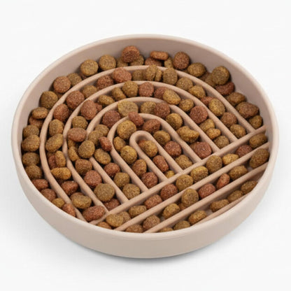 Should We Go? Slow Feeder for Dogs & Puppies, The Slowdown Bowl Silicone Slow Eating, Modern Lick Mat Design, Reduces Gulping, Fits 2 Cups, 7.5” Across x 1.5” Tall, Mealtime Challenge, Medium-Blush
