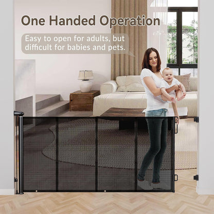 Uamector 138-Inch Extra Wide Retractable Baby Gate & Dog Gate, Reinforced Mesh Safety Gate Adjustable for Large Openings - Stairs, Doorways, Hallways - Indoor/Outdoor Use