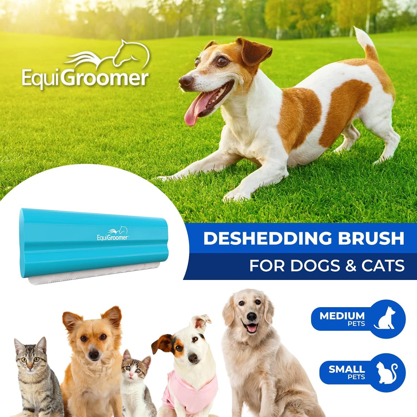 EasyGroomer Deshedding Brush for Dogs & Cats – Undercoat Grooming Tool for Short & Long Hair, Removes Loose Fur & Dirt, Reduces Shedding for Small & Large Pets, Purple