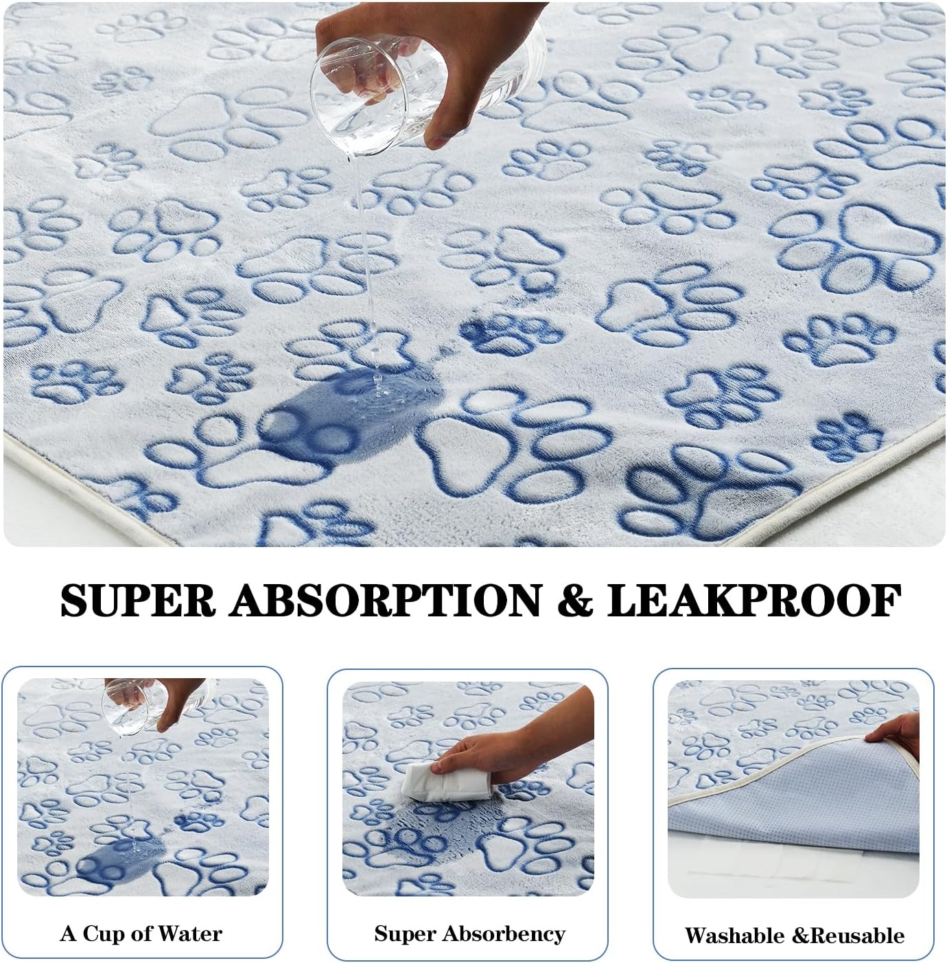 Qeils Reusable Puppy Pads, 2 Pack Washable Pee Pads for Dogs, Waterproof Non Slip Wee Wee pad, Absorbent and Leakproof Training Mats for Potty, Crate, Playpen, Bed, Sofa, 18"x 24"