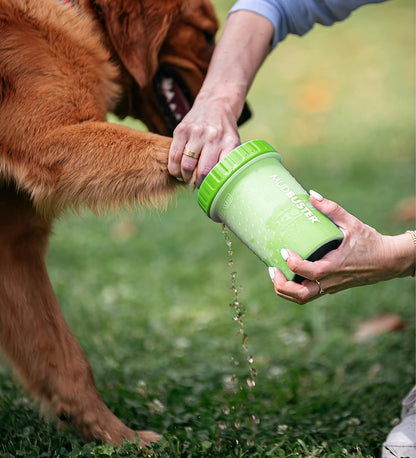 Dexas MudBuster Medium Dog Paw Cleaner in Fuchsia - Fits 1.5"-2.5" Wide Paws, Portable Paw Washer for Muddy Paws, Dog Paw Cleaning Cup with Gentle Silicone Bristles, Quick Clean Pet Paw Washer