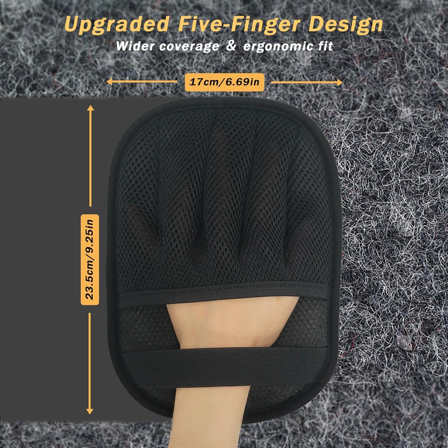 AUBELL Pet Hair Removal Glove for Dogs & Cats,2025 Upgrade Five-Finger Electrostatic Magic Brush,Animal Fur Removal Tool,Reusable Efficient Pet Hair Remover for Couch,Carpet,Clothes（1Pcs,Black）