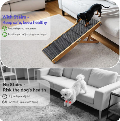 2026 Upgraded Dog Ramp for Couch, Foldable Small Dog Ramp for Sofa, 4 Adjustable Height from 13'' to 21", Portable Stable Pet Steps with Non-Slip Pad, Pet Ramps Use for Sofa Couch Stairs