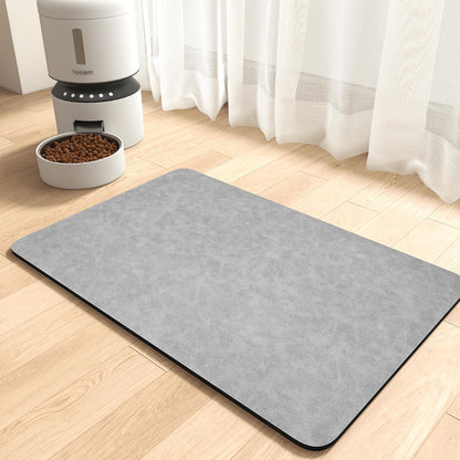 MontVoo Dog Food Mat-Pet Feeding Mat for Food and Water-No Stains Quick Dry Dispenser Cat Bowl Mat for Messy Drinkers(12"x19" Dark Grey)