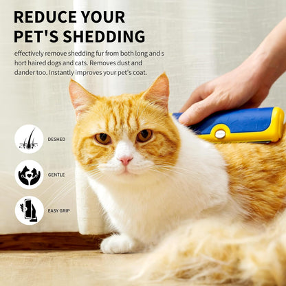Dog Deshedding Brush & Shedding Blade, Dog Brush for Shedding, Undercoat Grooming Tool for Short & Medium Fur & Double Coats, Replaceable Metal Blade, Black