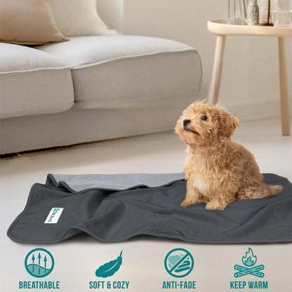 PetAmi Waterproof Dog Blanket for Medium Large Pets Dogs Cats, Pet Couch Cover Protector for Furniture, Reversible Washable Soft Fleece Cat Blanket for Bed Couch Sofa, 40x60 (Taupe/Beige)