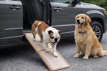 Pet Gear SupertraX Ramps for Dogs and Cats, Maximum Traction Surface, Portable/Easy-Fold (No Tools Required), Built in Handle for Travel, 5 Models, 42" L X 16" W, Supports 150 lbs, Wheat