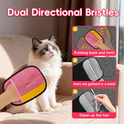 Pet Hair Removal Glove, Magic Brush Electrostatic Mitt, Pet Hair Remover Tool for Dog & Cat, Reusable Pet Hair Gloves Pet Grooming Needs, Fur Remover for Couch, Clothing, Carpet & Car Seat