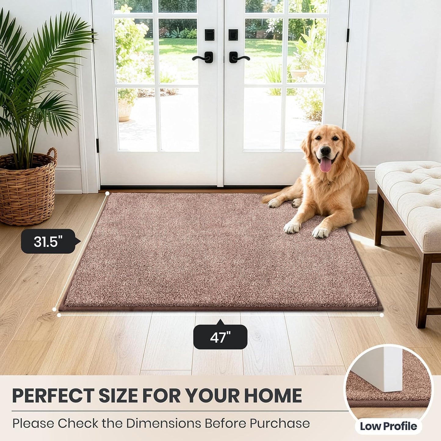 PURRUGS Dirt Trapping Door Mat 20" x 31.5", Non-Slip Machine Washable Entryway Rug, Dog Doormat, Indoor Front Door Mat, Super Absorbent Entry Rug for Muddy Shoes & Paws, Bluish Grey-Black